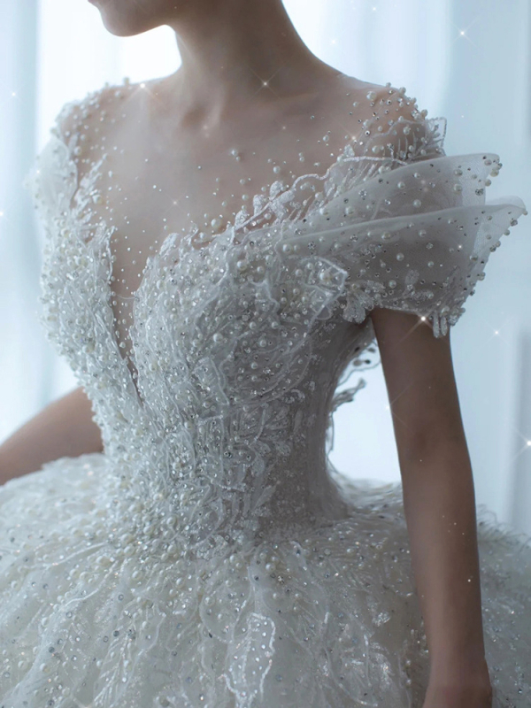 Vjenčana haljina s tutu suknjom, organza, 30–50% finih vlakana, bez rukava, struk srednji