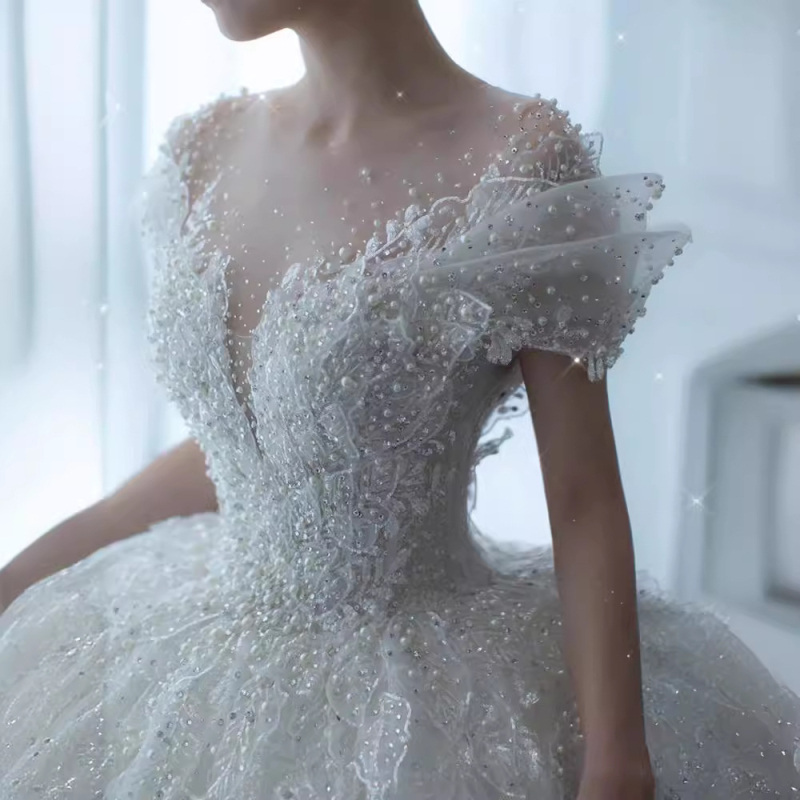 Vjenčana haljina s tutu suknjom, organza, 30–50% finih vlakana, bez rukava, struk srednji