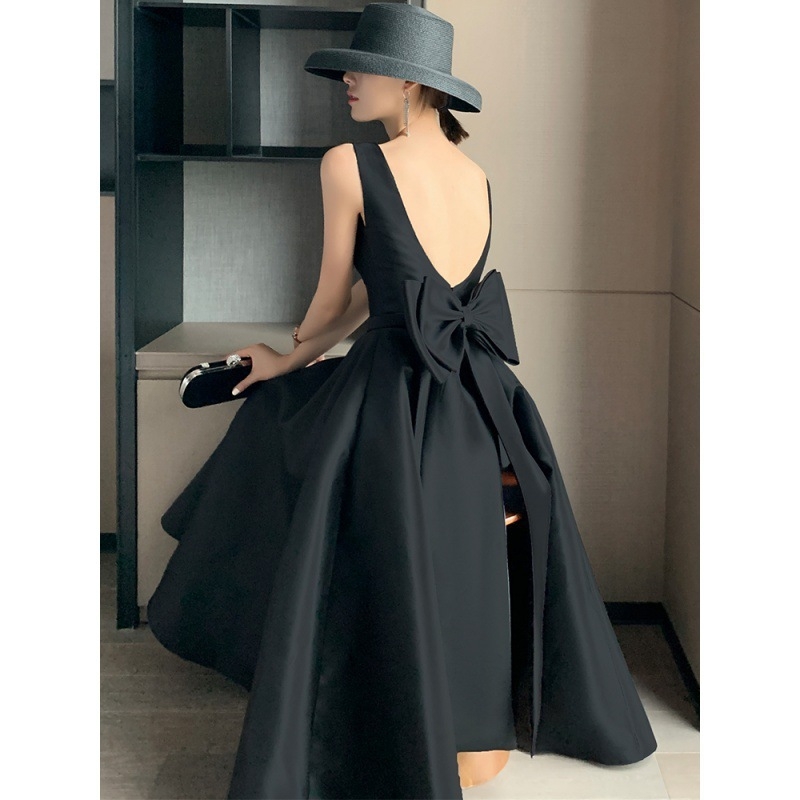 Večernja haljina - Hepburn stil, A-linija, bez rukava, duga haljina, struk u sredini, poliester