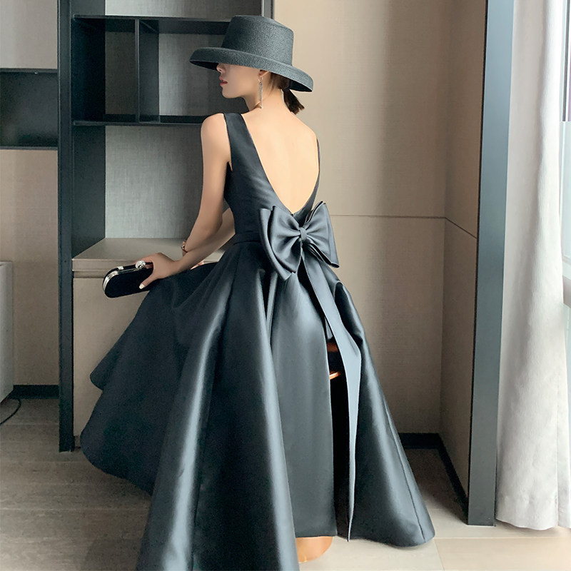 Večernja haljina - Hepburn stil, A-linija, bez rukava, duga haljina, struk u sredini, poliester