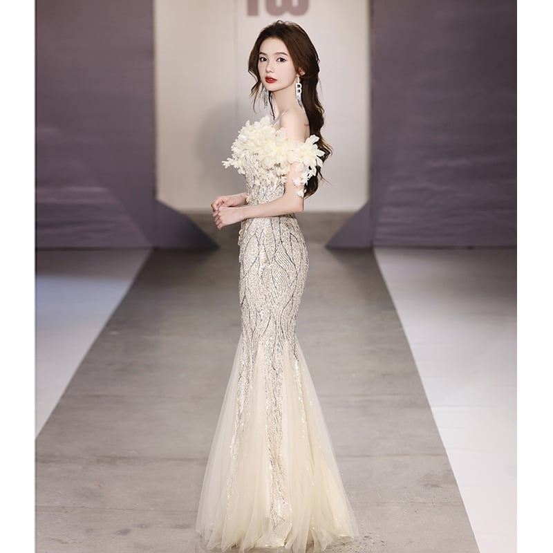 Poliesterska haljina sirena s visokim strukom, bez rukava, duga suknja