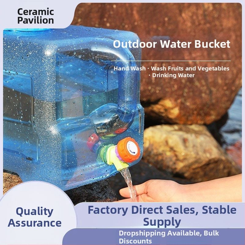 Ārējais ūdens uzglabāšanas tvertnes ar krānu, PU materiāls, liela ietilpība, piemērots kempingam un ikdienas lietošanai