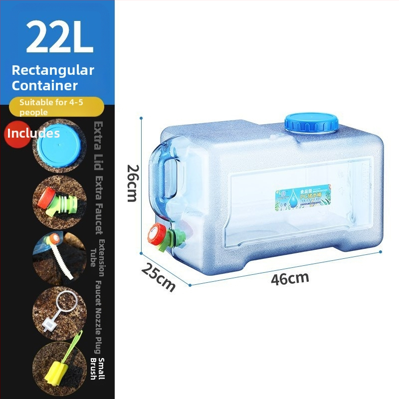 Ārējais ūdens uzglabāšanas tvertnes ar krānu, PU materiāls, liela ietilpība, piemērots kempingam un ikdienas lietošanai