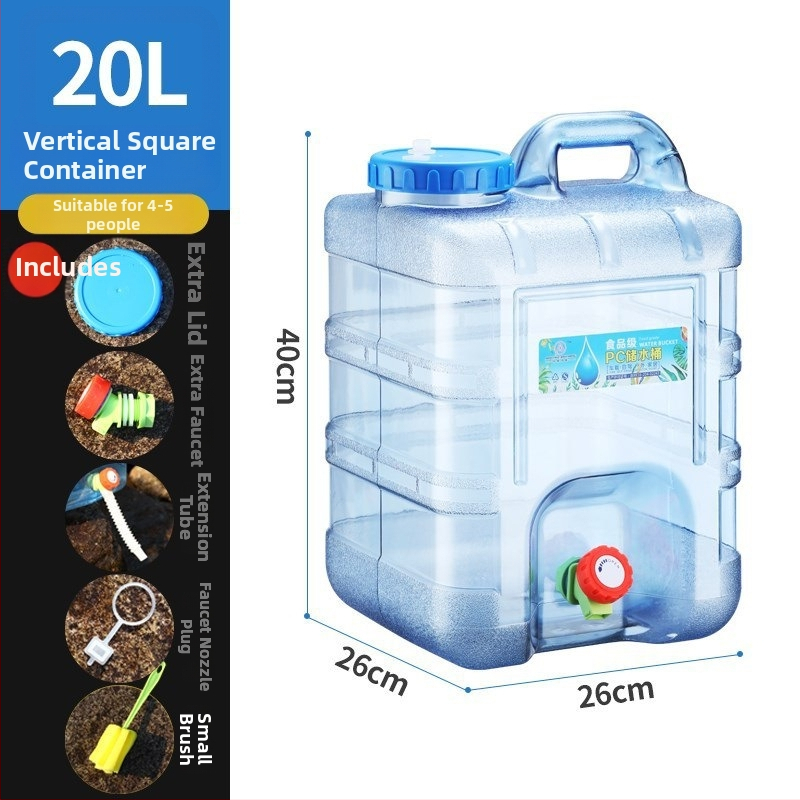 Ārējais ūdens uzglabāšanas tvertnes ar krānu, PU materiāls, liela ietilpība, piemērots kempingam un ikdienas lietošanai