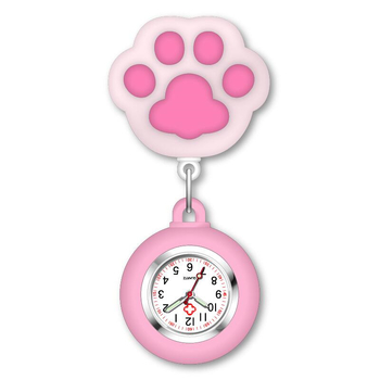 Sestre sat s dizajnom mačje šape; prilagodljivo obrada i tiskano logo; kvarcni mehanizam, kućište od cinkovog legura, okrugli brojčanik