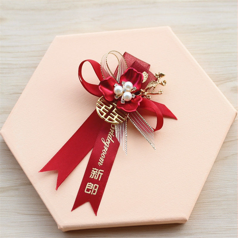 Riešo gėlių corsage nuotakai ir pabroliams – be pritaikymo, be logotipų, paruoštas dovanai, vestuvinis aksesuaras