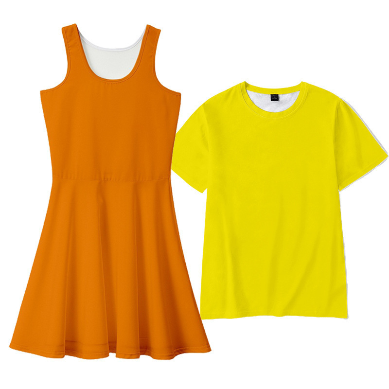 Bugesezhiyu ruha és rövid ujjú top készlet (Poliészter; Egységes minta; Hercegnő-stílus; A-vonalú szoknya; Mini hossz)