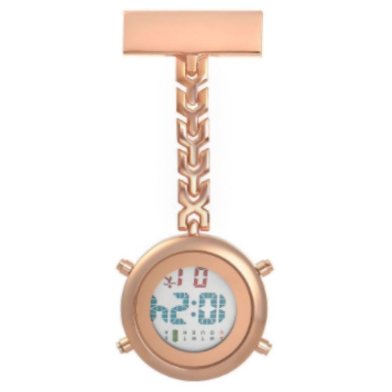 Ápolónői óra digitális kijelzővel, elektronikus működés, fém tokozás, kerek számlap, 15 mm vastagság