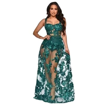 Безръкав рокля с презрамки и принт, U-образна яка, дължина миди, полиестерна тъкан