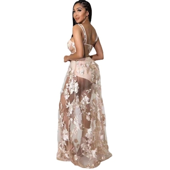 Безръкав рокля с презрамки и принт, U-образна яка, дължина миди, полиестерна тъкан