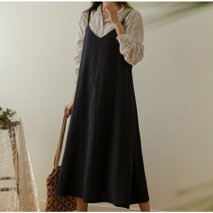 Plus size ženska haljina bez rukava s trakama, casual midi A-linija, jednobojna poliester tkanina