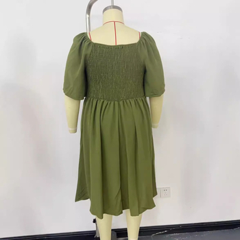 V-nyakú rövid ujjú ruha, poliészter, nyár 2024