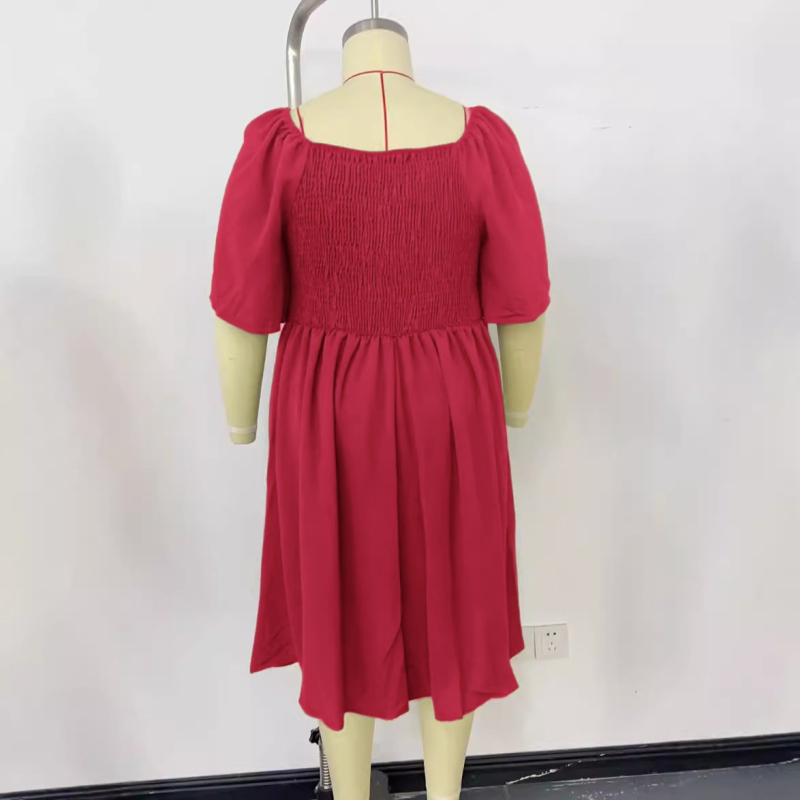 V-nyakú rövid ujjú ruha, poliészter, nyár 2024