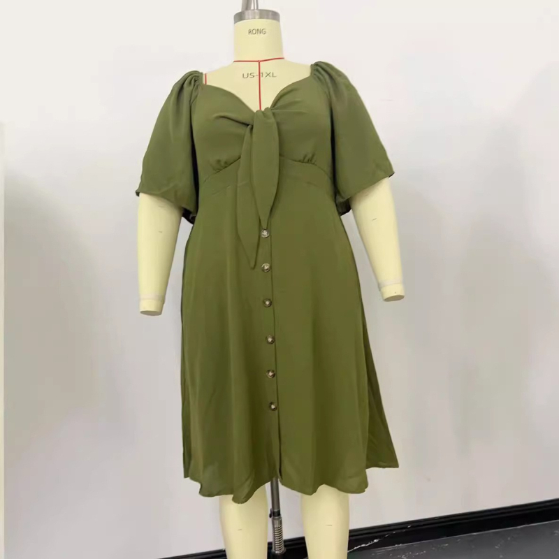 V-nyakú rövid ujjú ruha, poliészter, nyár 2024