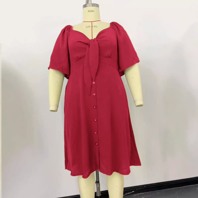 V-nyakú rövid ujjú ruha, poliészter, nyár 2024