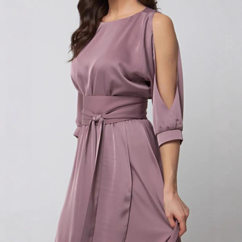 Ženska haljina: poliester s elastanom, jednobojna, okrugli izrez, 3/4 rukavi, duga suknja