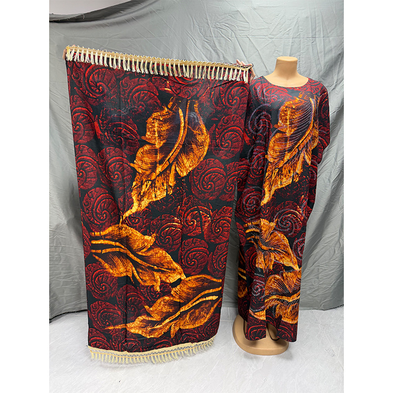 Ženska dugačka haljina sa štrasom, poliester-elastan tkanina, A-linijski kroj, okrugli izrez, rukavi 3/4