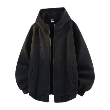 Hooded kardigan-sweatshirt, slobodna silueta, okrugli izrez, dugi rukavi, lagan materijal poliester-spandeks smešavina, trodimenzionalni džep