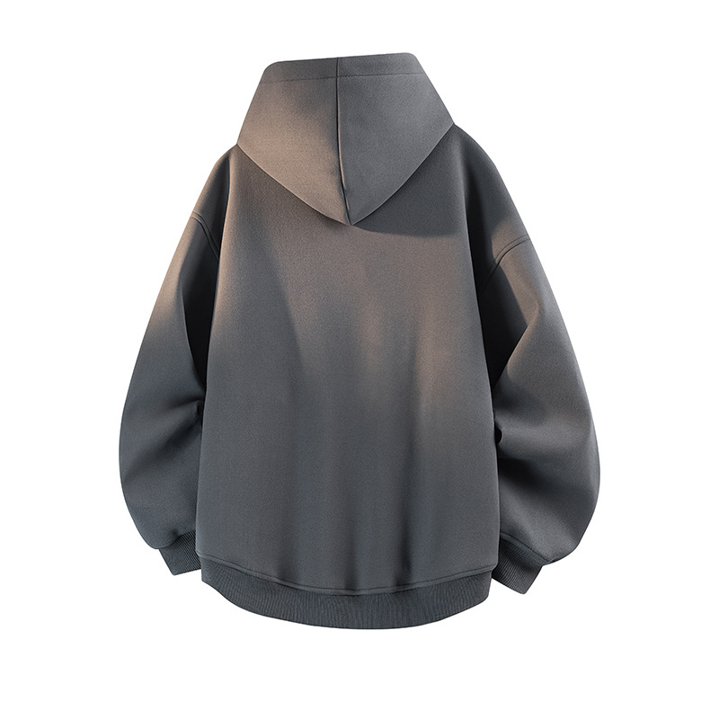 Hooded kardigan-sweatshirt, slobodna silueta, okrugli izrez, dugi rukavi, lagan materijal poliester-spandeks smešavina, trodimenzionalni džep