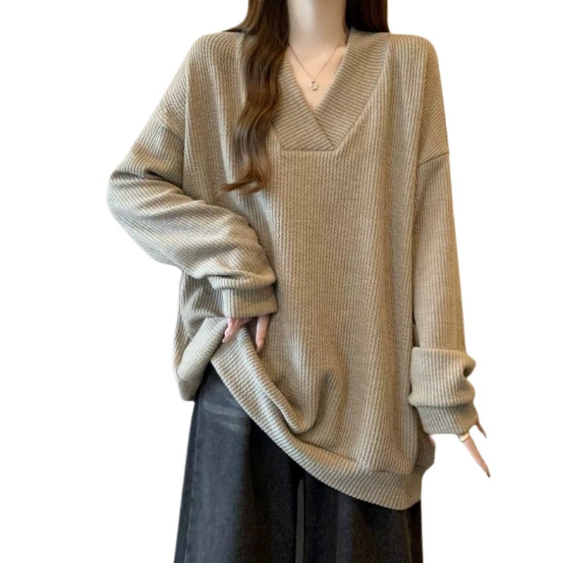 Дамски флийсов топ с V-образно деколте, полиестер със спандекс 90–95%, стил Royal Sister, Пролет 2025