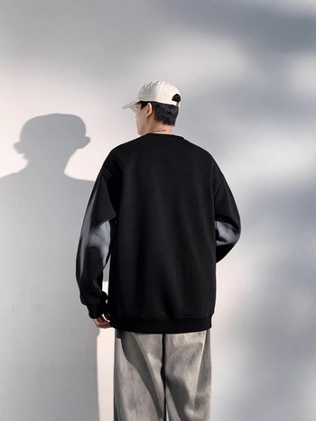 Muški pamukasti oversize pulover, kružni izrez, bez kapuljače, ulični stil, svakodnevno nošenje, proljeće–jesen, jamstvo kvalitete