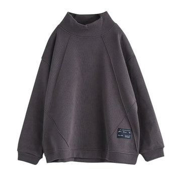Ženski džemper za jesen-zimu s polovisokom ovratnikom, fleece podstava, debeli materijal, širokog kroja, dugi rukavi, vintage stil