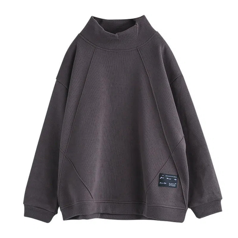 Ženski džemper za jesen-zimu s polovisokom ovratnikom, fleece podstava, debeli materijal, širokog kroja, dugi rukavi, vintage stil