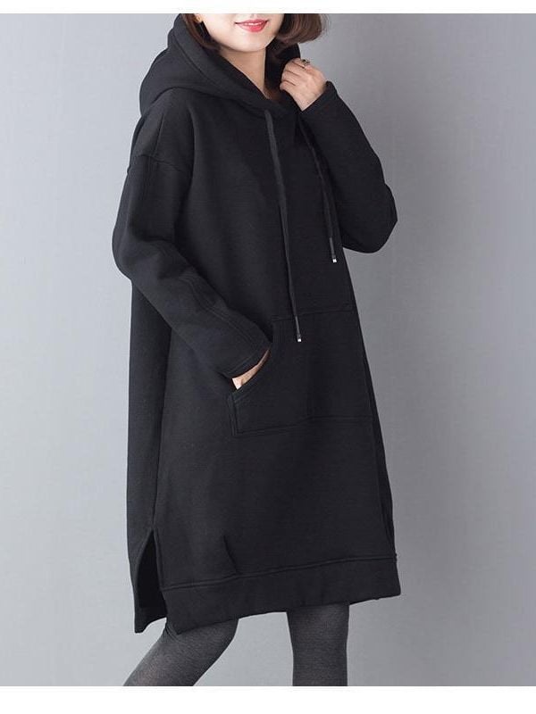 Mikina s kapucňou, voľný strih, stredná dĺžka, hrubá látka, polyester (voľný strih, kapucňa, stredná dĺžka, hrubá látka, polyester)