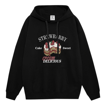 Inspirano Zhang Ruonan: američki retro hoodie s kapuljom, flis unutrašnjost, slobodan kroj, dugi rukavi, tekstni ispis, mješavina pamuka i poliestera sa spandeksom, zima 2025