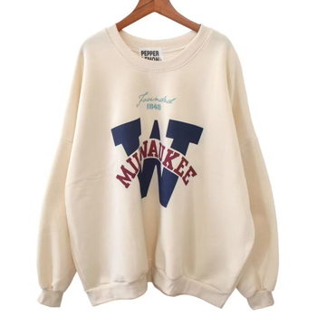 Ženski hoodie pulover s kapuljom, širokog kroja, poliester, otisak s riječima i brojevima, zima 2025
