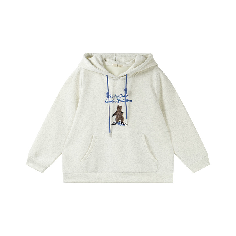 Plusz méretű női kapucnis pulóver, belső fleece-béléssel, hímzett betűkkel (2025 téli kiadás, vastag kötött)