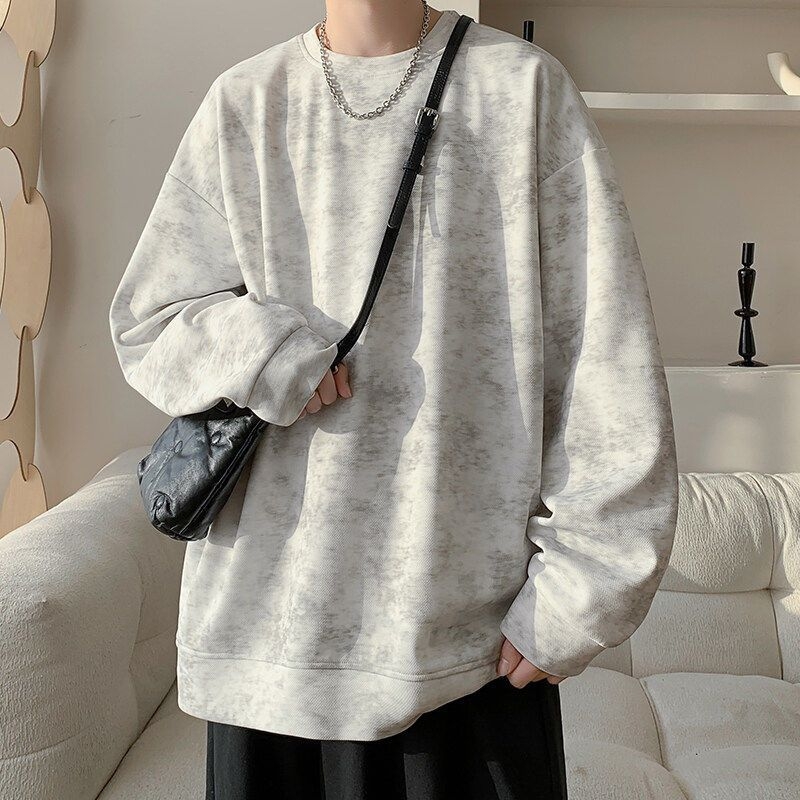 Tie-Dye Hoodie Sweatshirt για άνδρες, στρογγυλός λαιμός, oversized χαλαρή γραμμή, βαμβάκι 71–80%