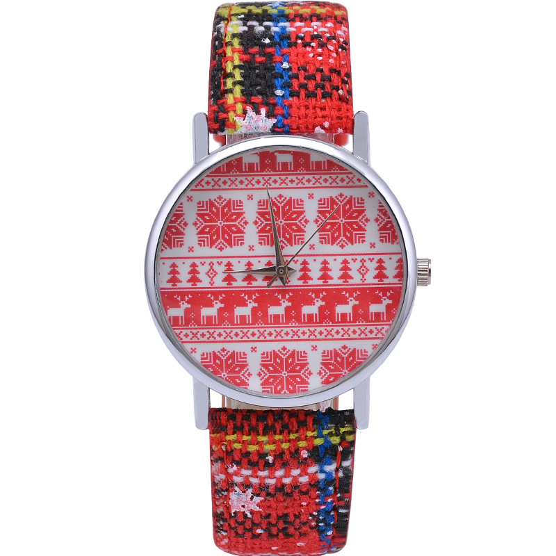 Ženski sat-privjesak s božićnim motivom, model Christmas-827, kvarcni mehanizam Morning Dragon, kućište od cinkove legure, remen PU.