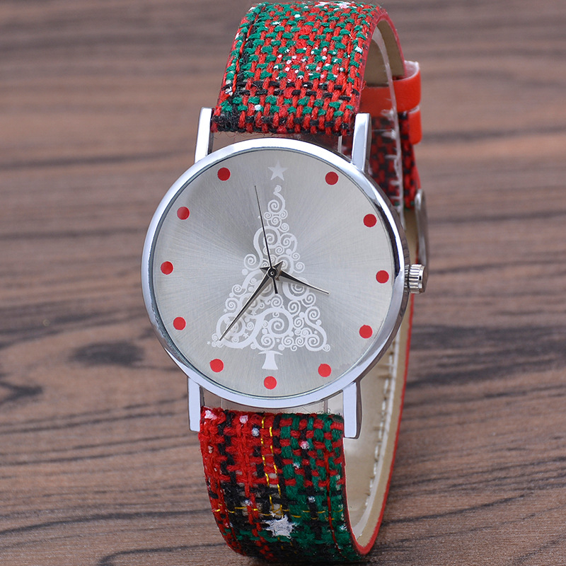Ženski sat-privjesak s božićnim motivom, model Christmas-827, kvarcni mehanizam Morning Dragon, kućište od cinkove legure, remen PU.