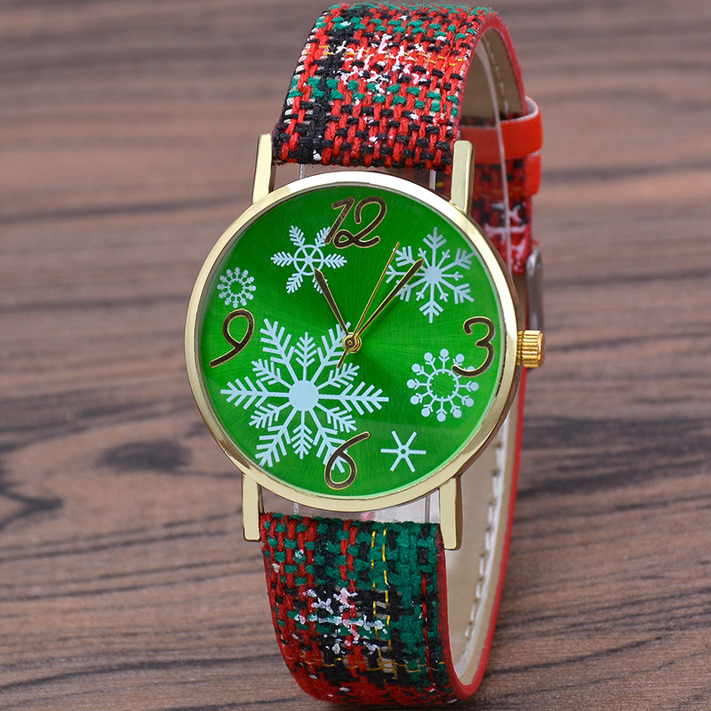 Ženski sat-privjesak s božićnim motivom, model Christmas-827, kvarcni mehanizam Morning Dragon, kućište od cinkove legure, remen PU.
