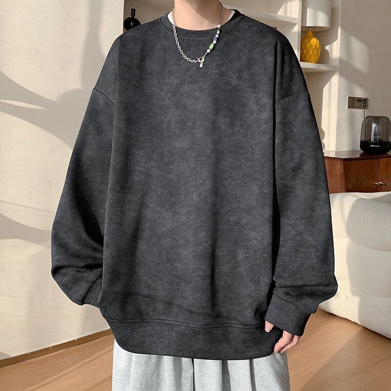 Tie-dye hoodie για άνδρες, στρογγυλός λαιμός, βαμβάκι 71–80%, oversized, μακριά μανίκια, φθινοπωρινό casual