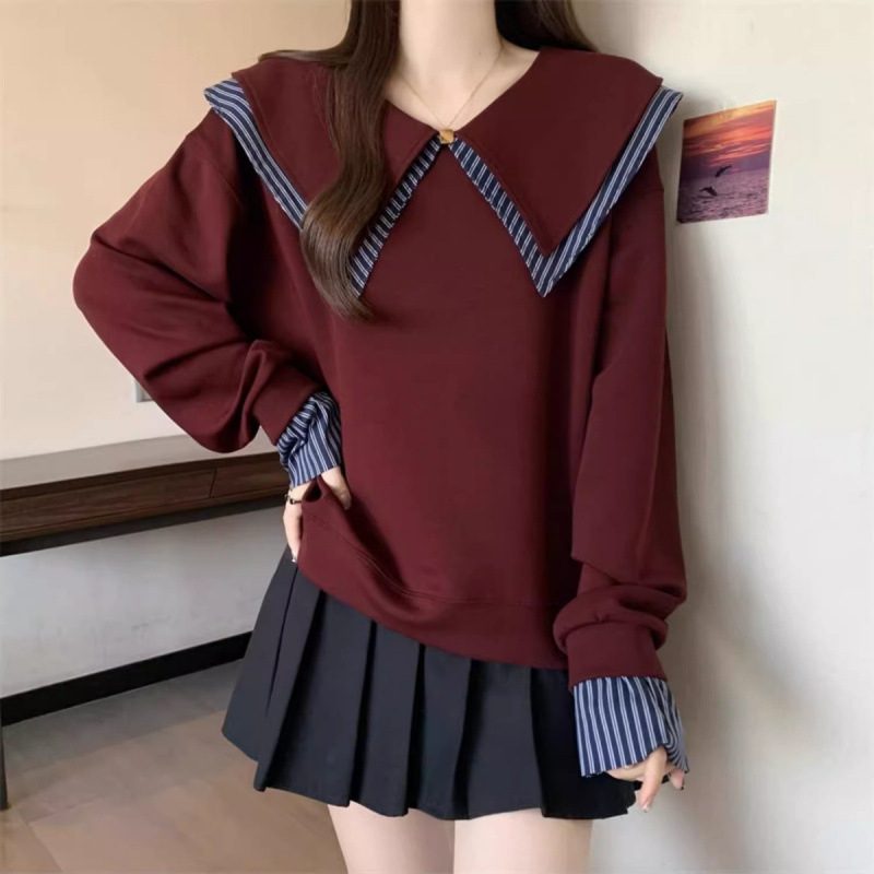 Női pulóver modal anyagból, álló gallér, hosszú ujjú, absztrakt mintázat, A-vonalú szabás