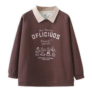 Ženski polo ovratnik pulover-sweatshirt, pamuk 50-70%, dugi rukavi, proljeće 2024