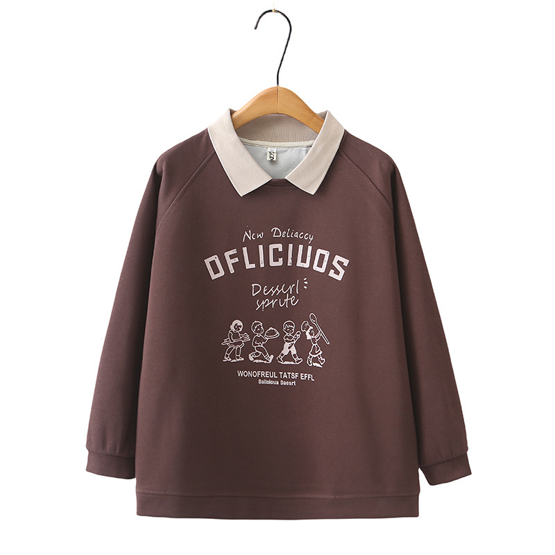 Ženski polo ovratnik pulover-sweatshirt, pamuk 50-70%, dugi rukavi, proljeće 2024