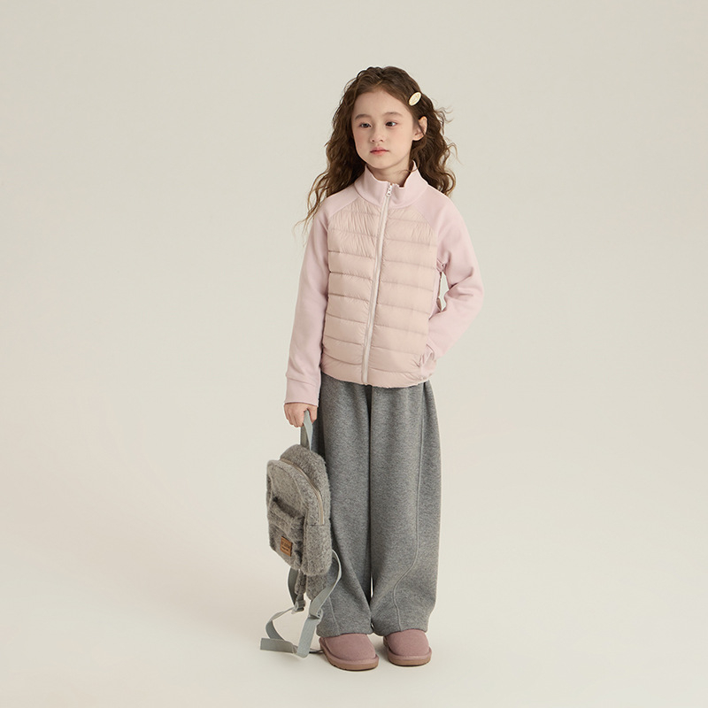 Elmo Beibei bērnu ziemas pūkaina jaka, korejas versija, pildījums no pūka 86–90%, viegla un silta, īss griezums, rāvējslēdzējs, bez kapuces