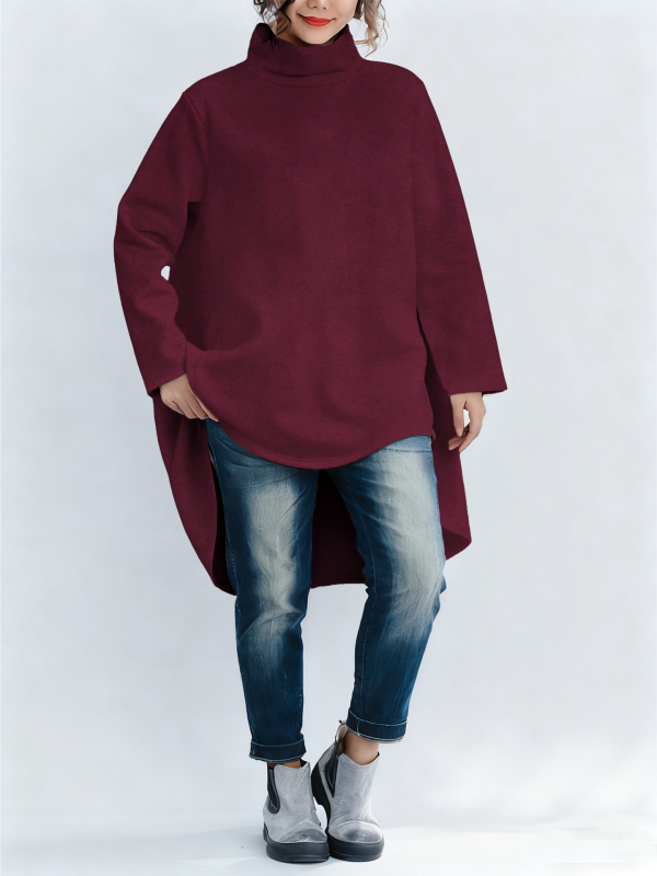 Дамско худи с качулка и висока яка, Derong полиестер ≥95%, патчворк детайл, дължина 80–100 см