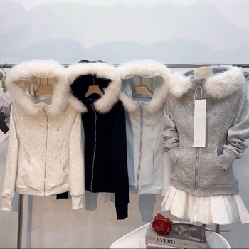 Дамски суитшърт с качулка и цип, Slim fit, полиестер със спандекс, средна дебелина