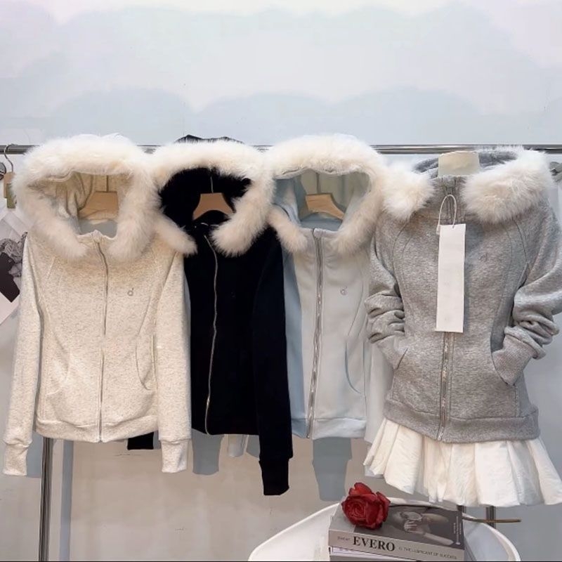 Дамски суитшърт с качулка и цип, Slim fit, полиестер със спандекс, средна дебелина