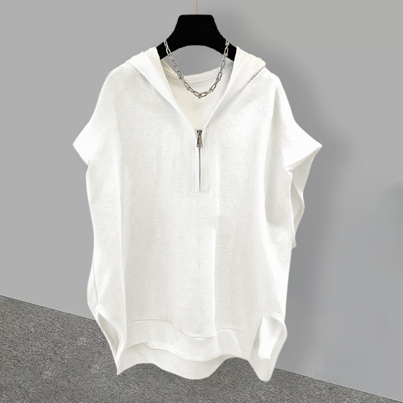 Oversize bez rukávov s kapucňou a zipsom, street hipster štýl, polyester ≥95%, leto 2023
