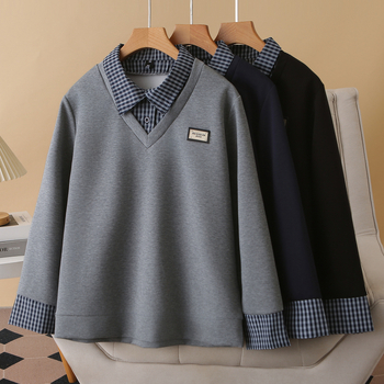 Sieviešu garā piedurknēm džemperis ar rakstainu apkakli, rudens 2025, 54% kokvilna / 44% poliesters / 5% elastāns, kokvilnas maisījums, izsmalcināts pilsētas stils