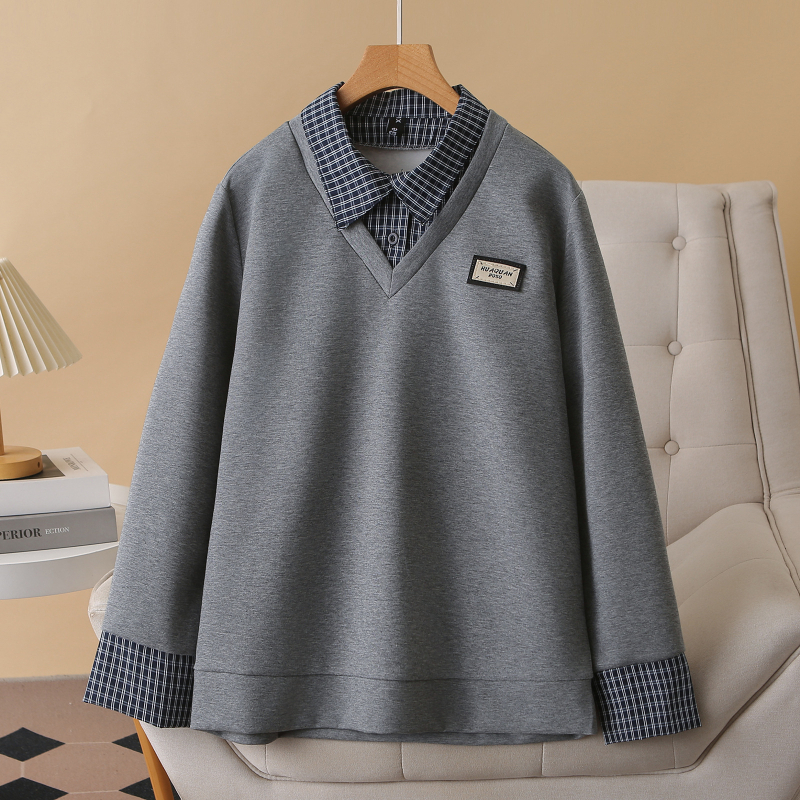 Sieviešu garā piedurknēm džemperis ar rakstainu apkakli, rudens 2025, 54% kokvilna / 44% poliesters / 5% elastāns, kokvilnas maisījums, izsmalcināts pilsētas stils