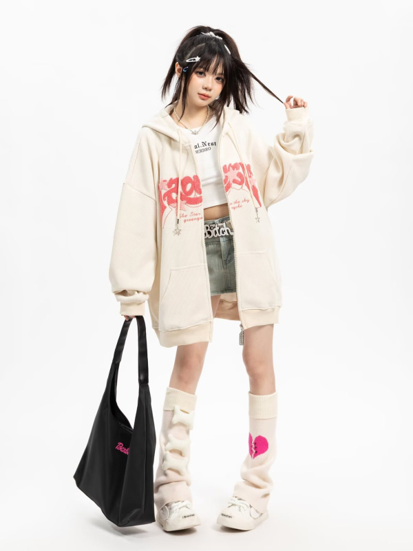 Corduroy κουκούλα cardigan jacket, φλις επενδυμένο, φερμουάρ μπροστά, V-λαιμός, πλαϊνές τσέπες, unisex