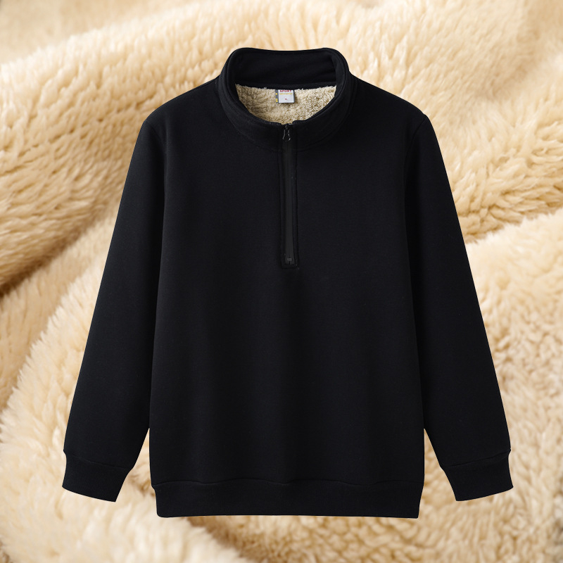 Ανδρικό πουλόβερ με γιακά στήριξης και φερμουάρ, βαμβάκι 69.9%, παχύ βελούδο, χαλαρή γραμμή