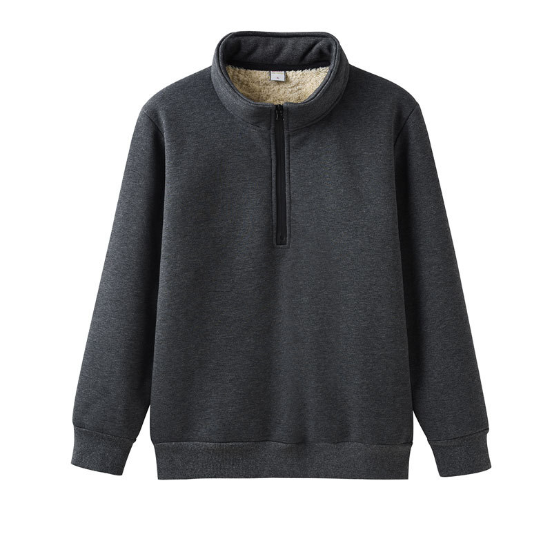 Ανδρικό πουλόβερ με γιακά στήριξης και φερμουάρ, βαμβάκι 69.9%, παχύ βελούδο, χαλαρή γραμμή