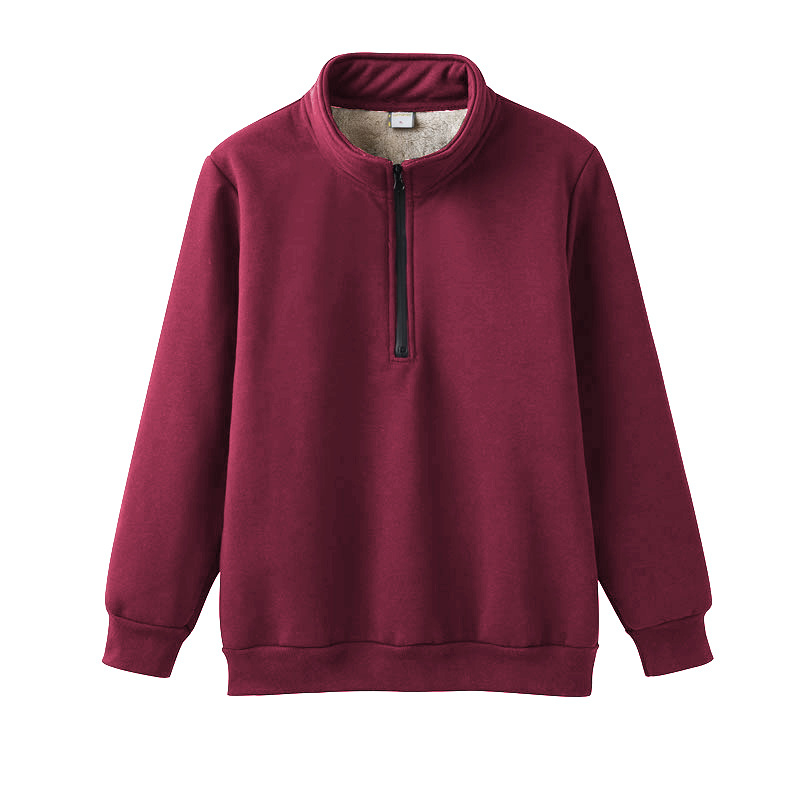 Ανδρικό πουλόβερ με γιακά στήριξης και φερμουάρ, βαμβάκι 69.9%, παχύ βελούδο, χαλαρή γραμμή